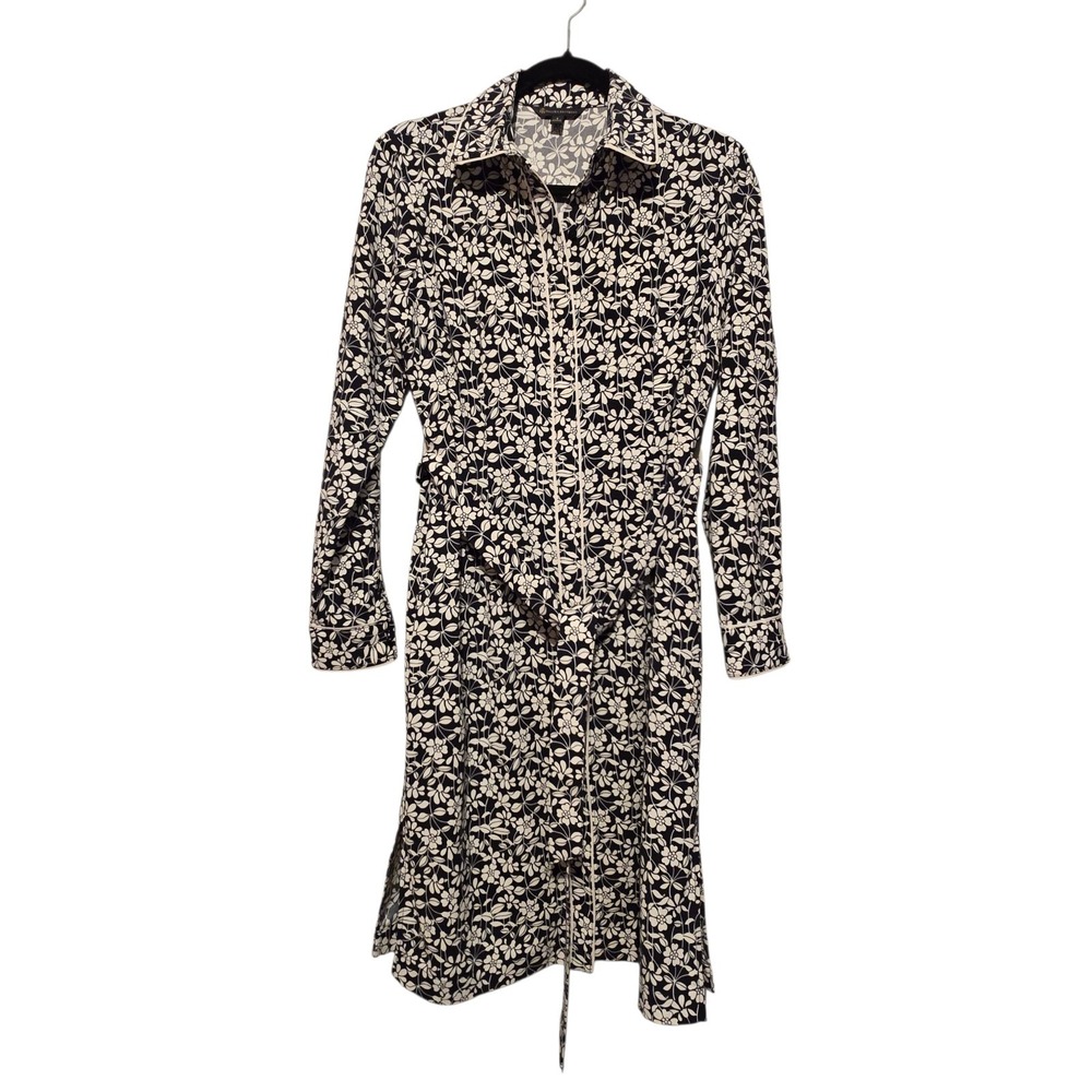 Brooks Brothers Floral Print Button-Front Shirt Dress Women's‎ Sz 6 Navy Classic
